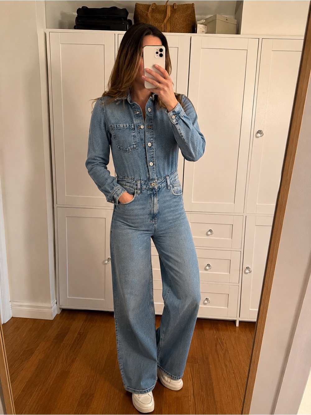 Zara denim jumpsuit in a light blue wash Size XS